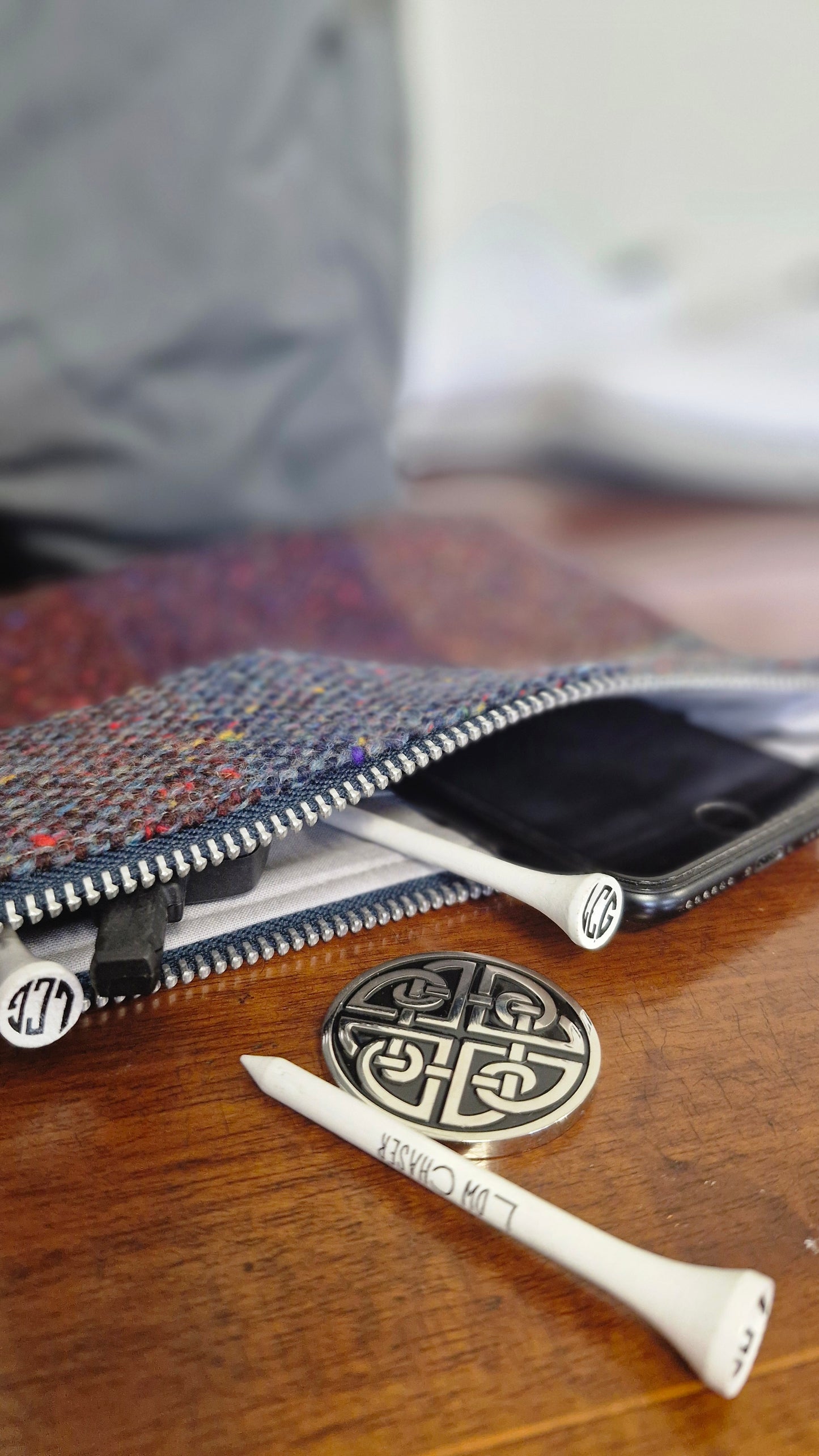 Autumn Check Handmade Irish Tweed Valuables Pouch