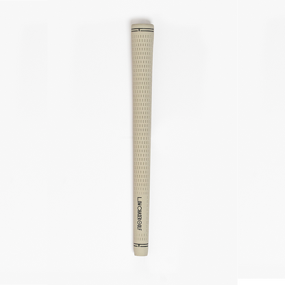 Cream golf grip, with black low chaser golf logo, all on a white background